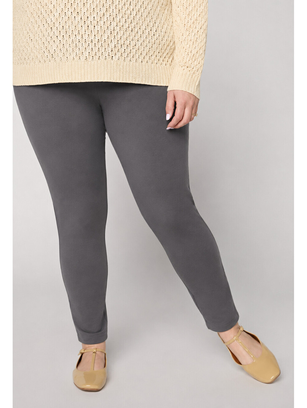 Women with Control Regular Knit Leggings Gunmetal, X-Large